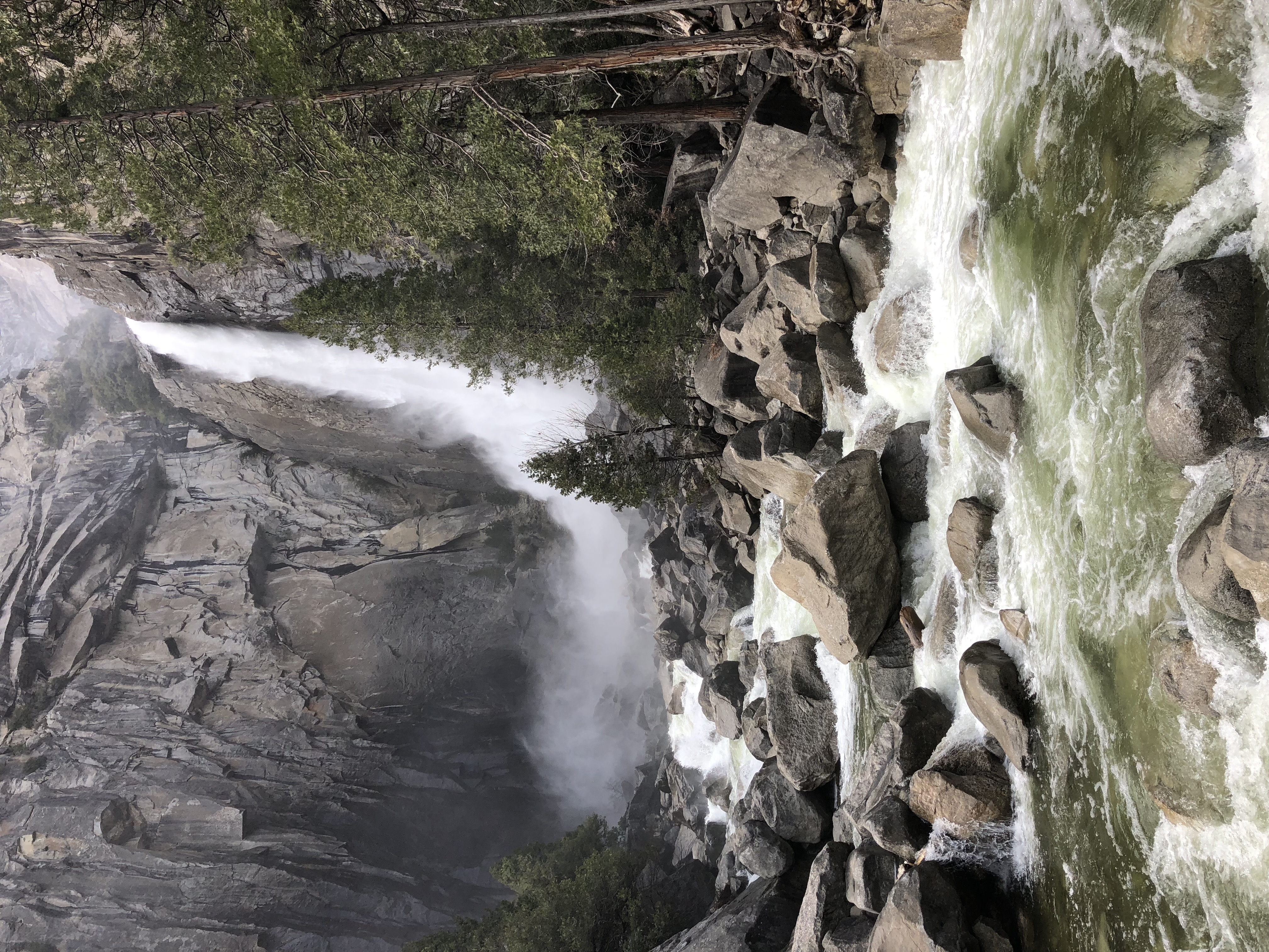 the water below Nevada Fall in Yosemite National Park